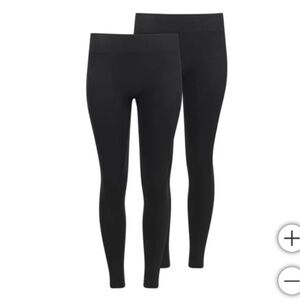 NEW Two (2) Pairs Lemon Fleece Lined Leggings Black Size Medium